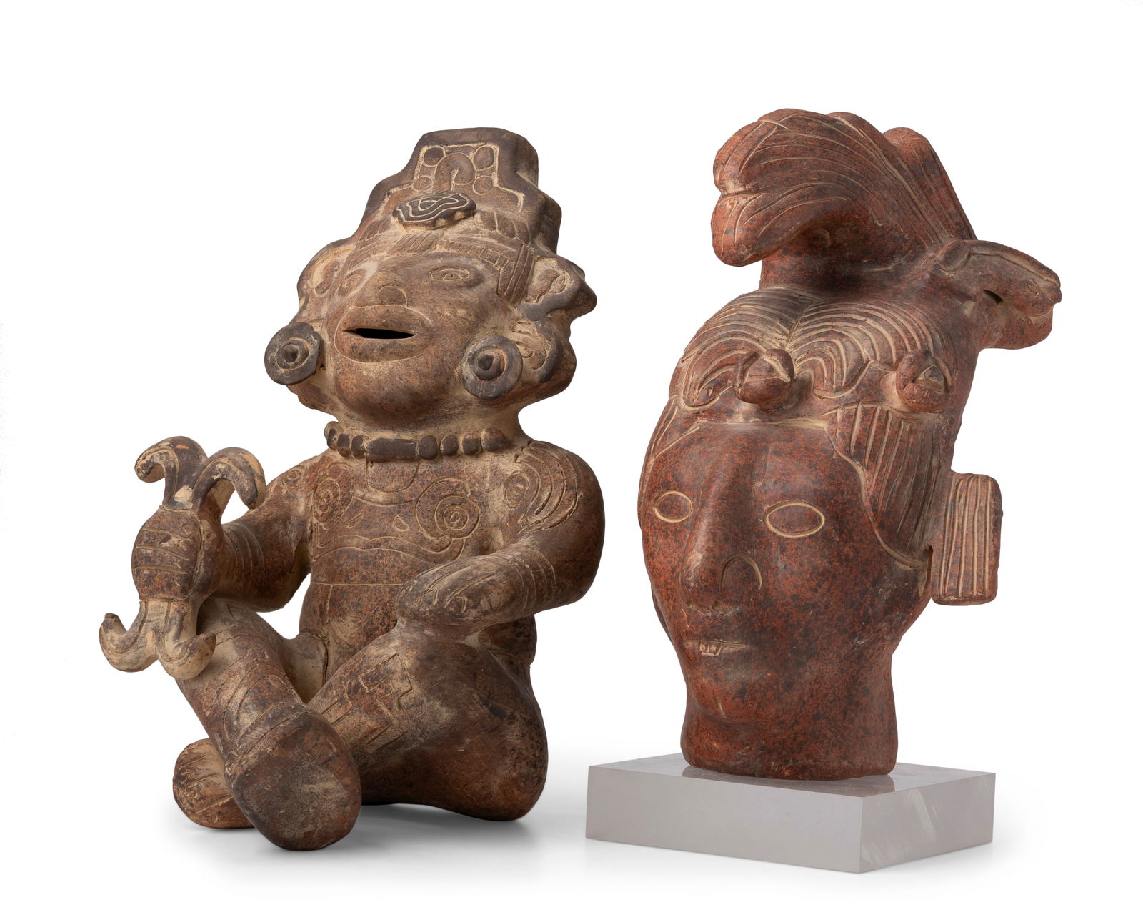 Two Mayan-style pottery sculptures (1 of 5)