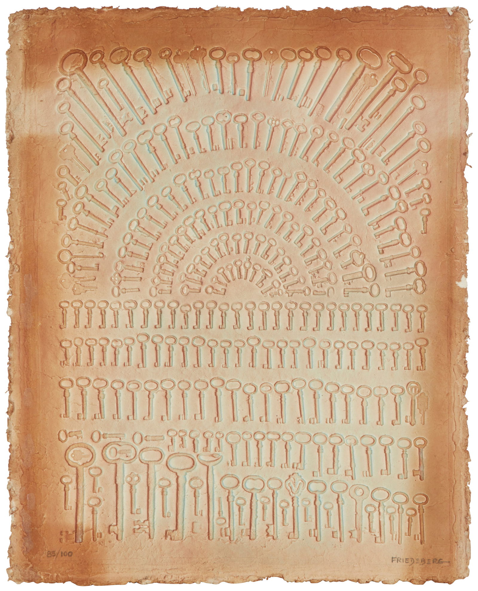 Pedro Friedeberg (b. 1936), "Cierrate Sesamo," 1979, Mixografia print on thick handmade paper, (1 of 5)