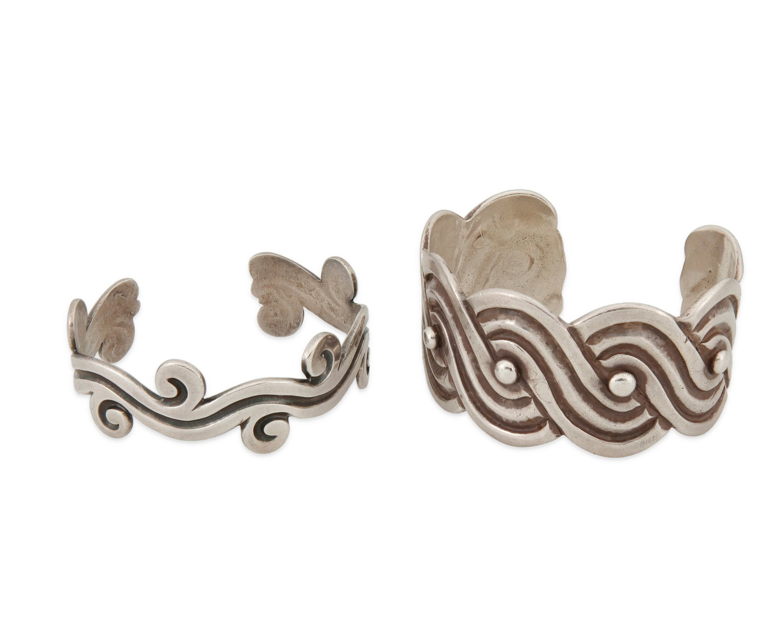 Two Los Castillo Mexican silver cuff bracelets (1 of 2)