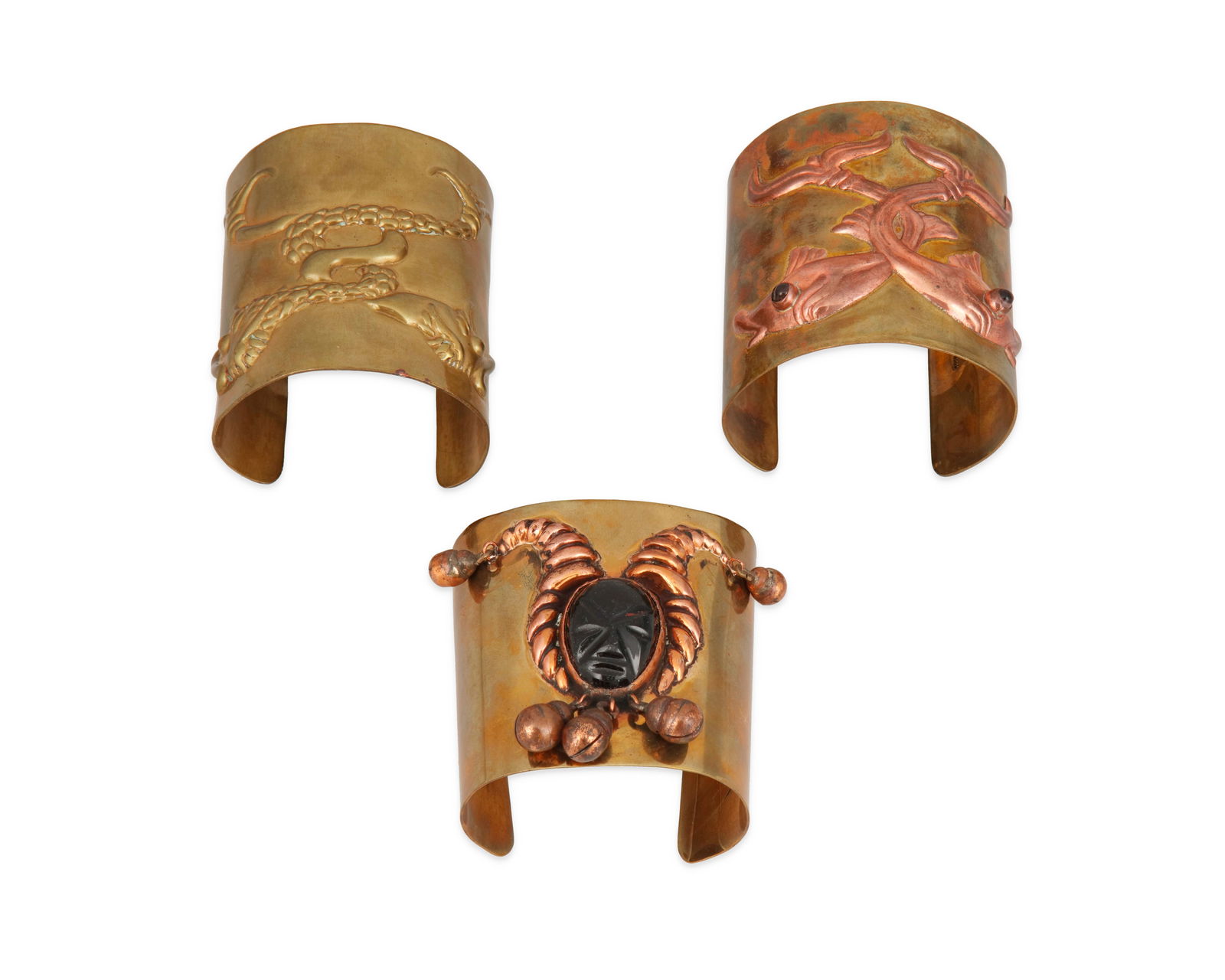Three Hubert Harmon mixed metal cuff bracelets (1 of 2)