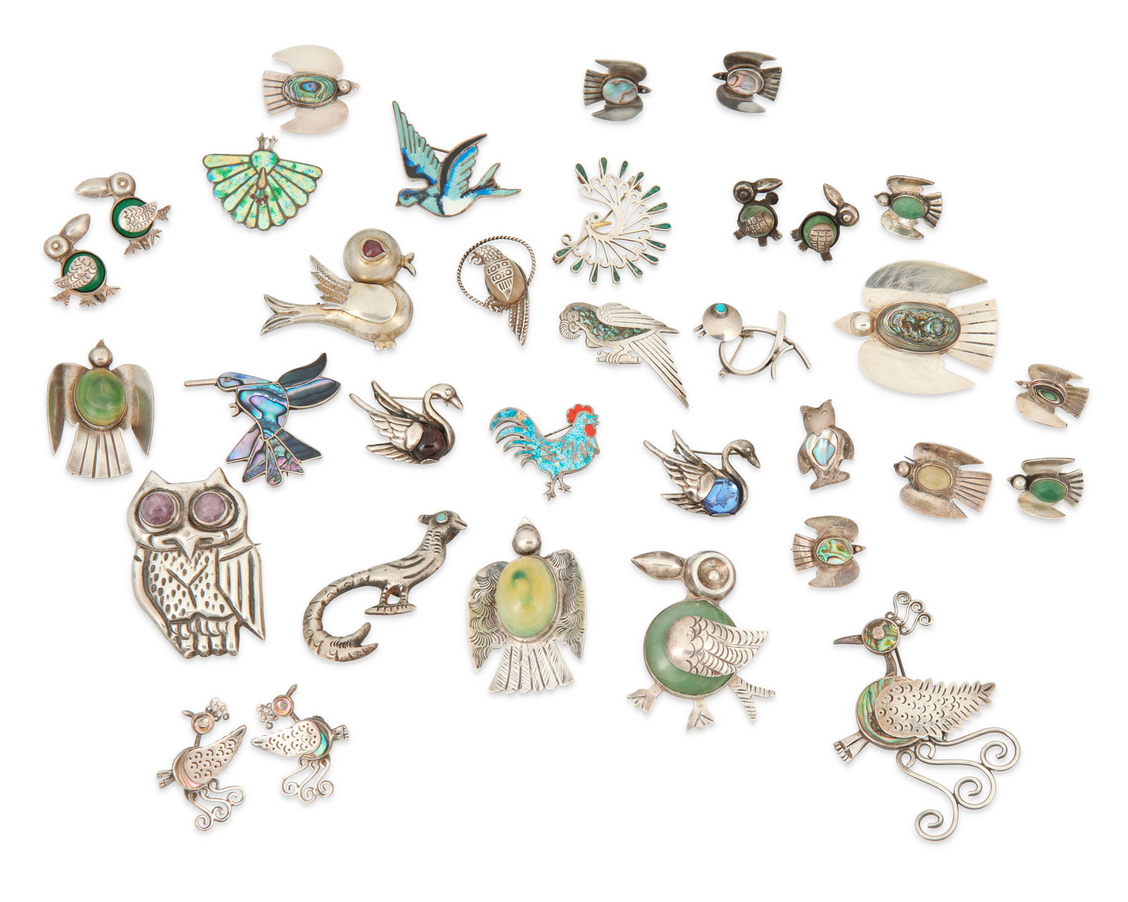 A large group of Mexican silver jewelry (1 of 2)