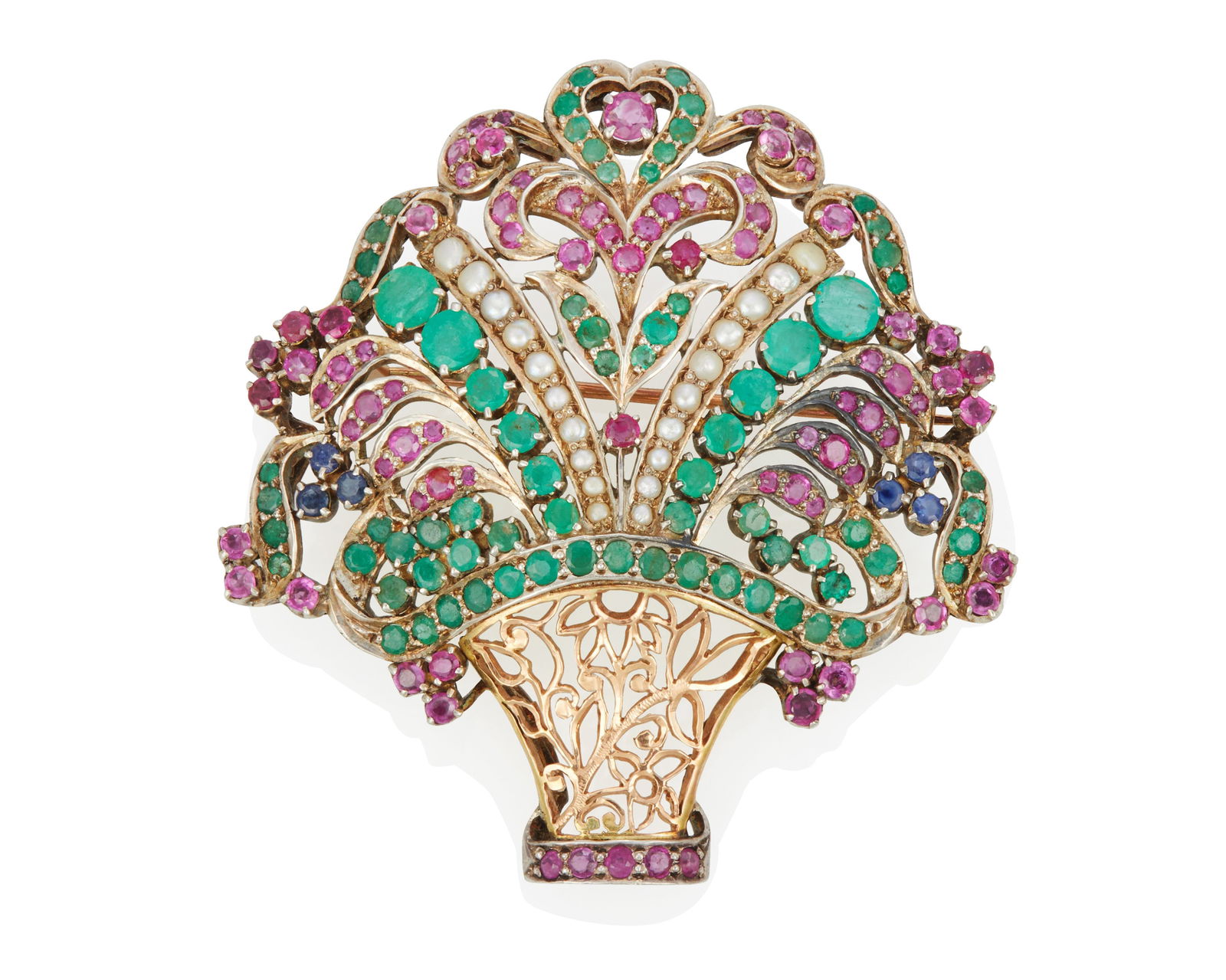 An Emerald, Ruby, and Sapphire Brooch (1 of 2)