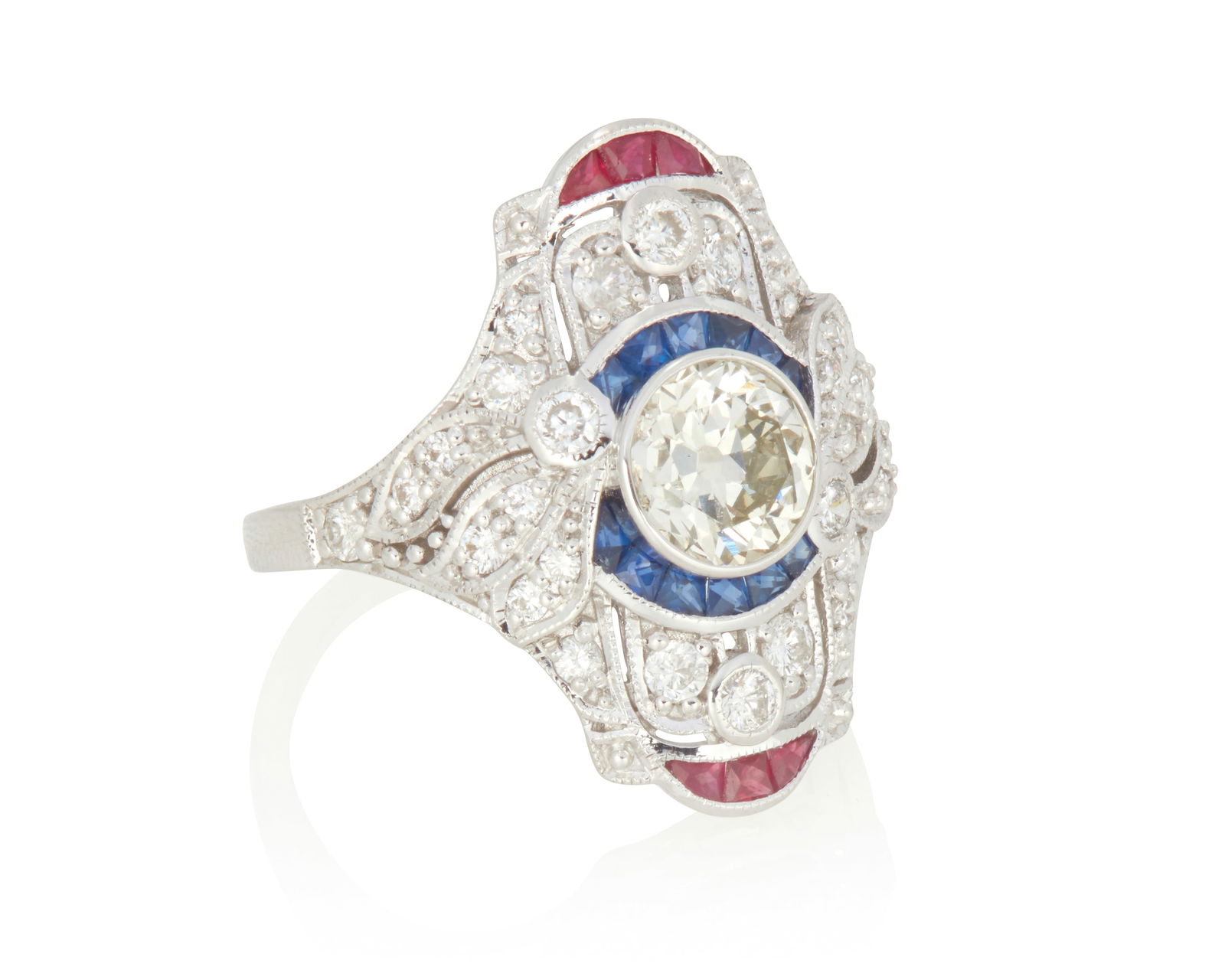 A Diamond, Ruby, and Sapphire Ring (1 of 2)