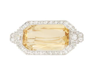 An Art Deco Citrine and Diamond Brooch