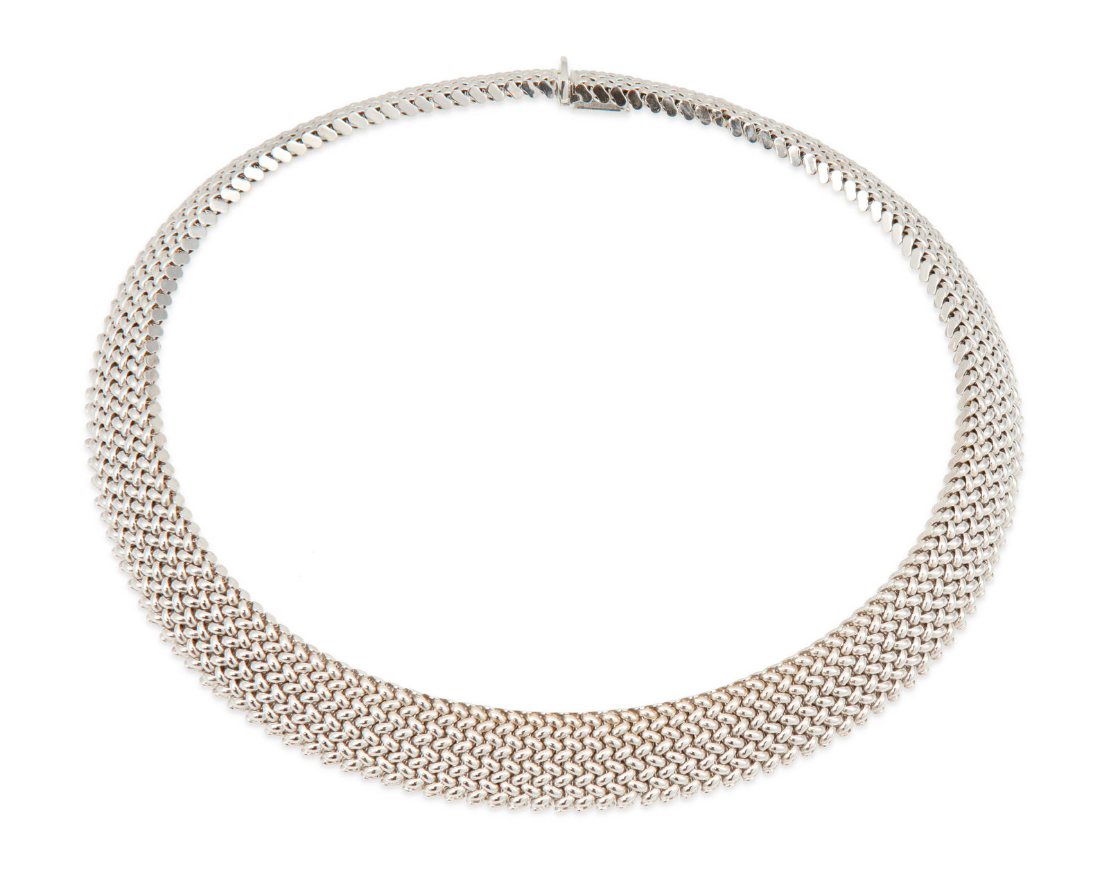 A White Gold Collar Necklace: A White Gold Collar Necklace14K gold52.8 grams gross14" L