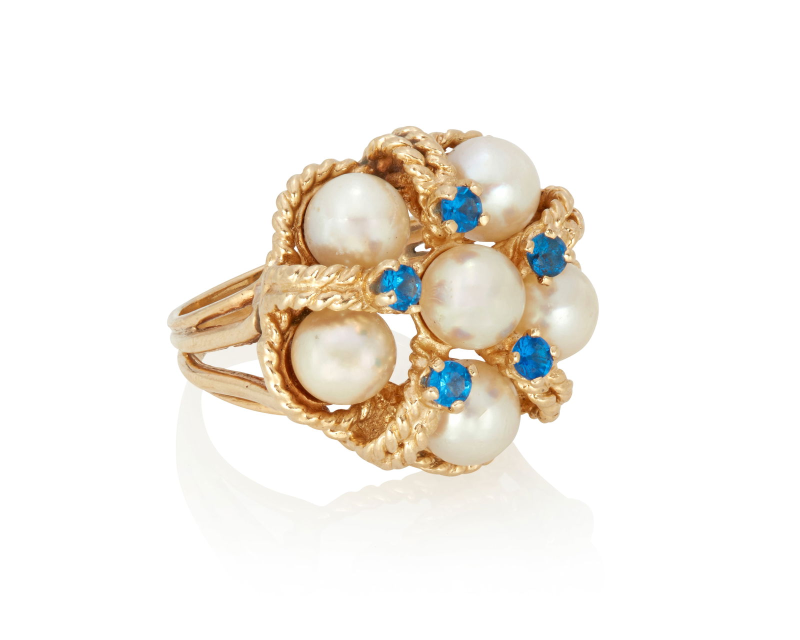 A Cultured Pearl and Sapphire Ring (1 of 2)
