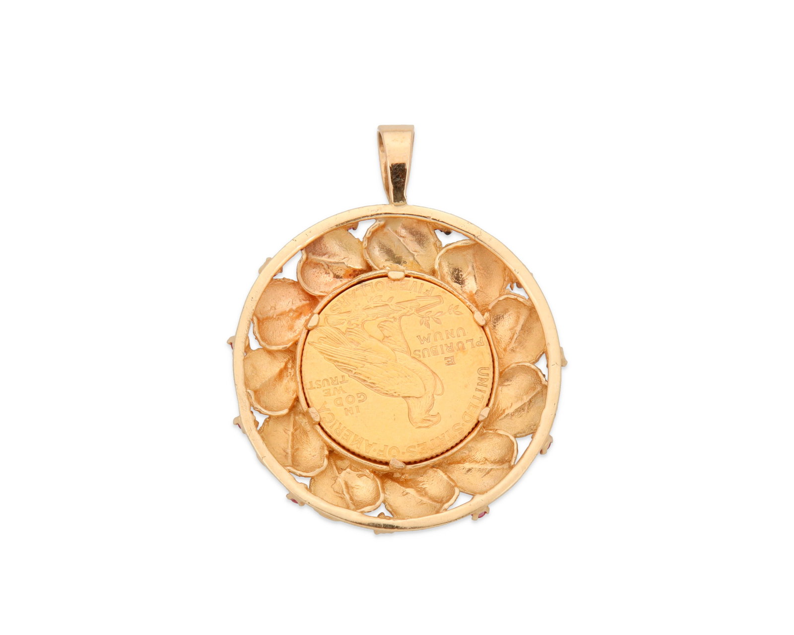 A Gold Coin and Ruby Pendant - 2