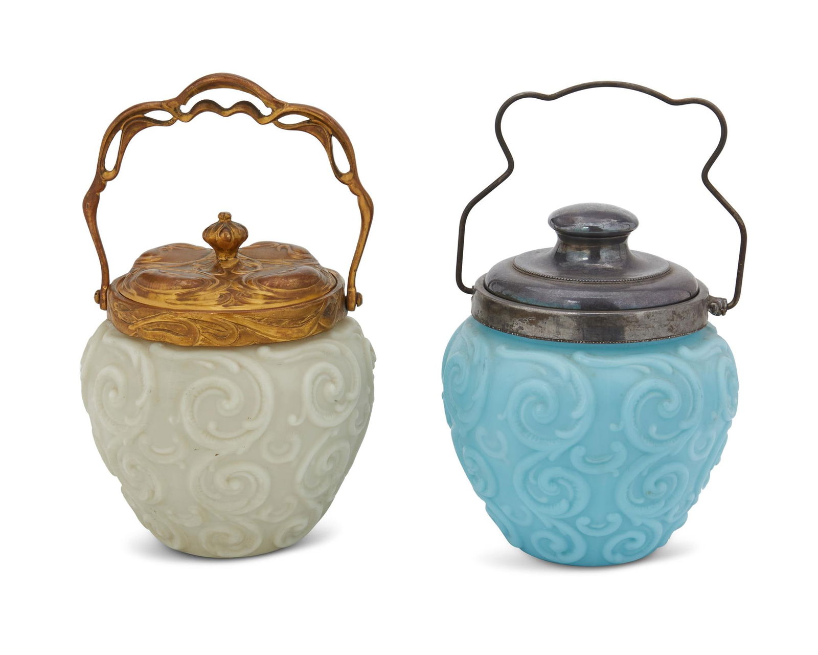 Two Victorian art glass biscuit barrels (1 of 4)