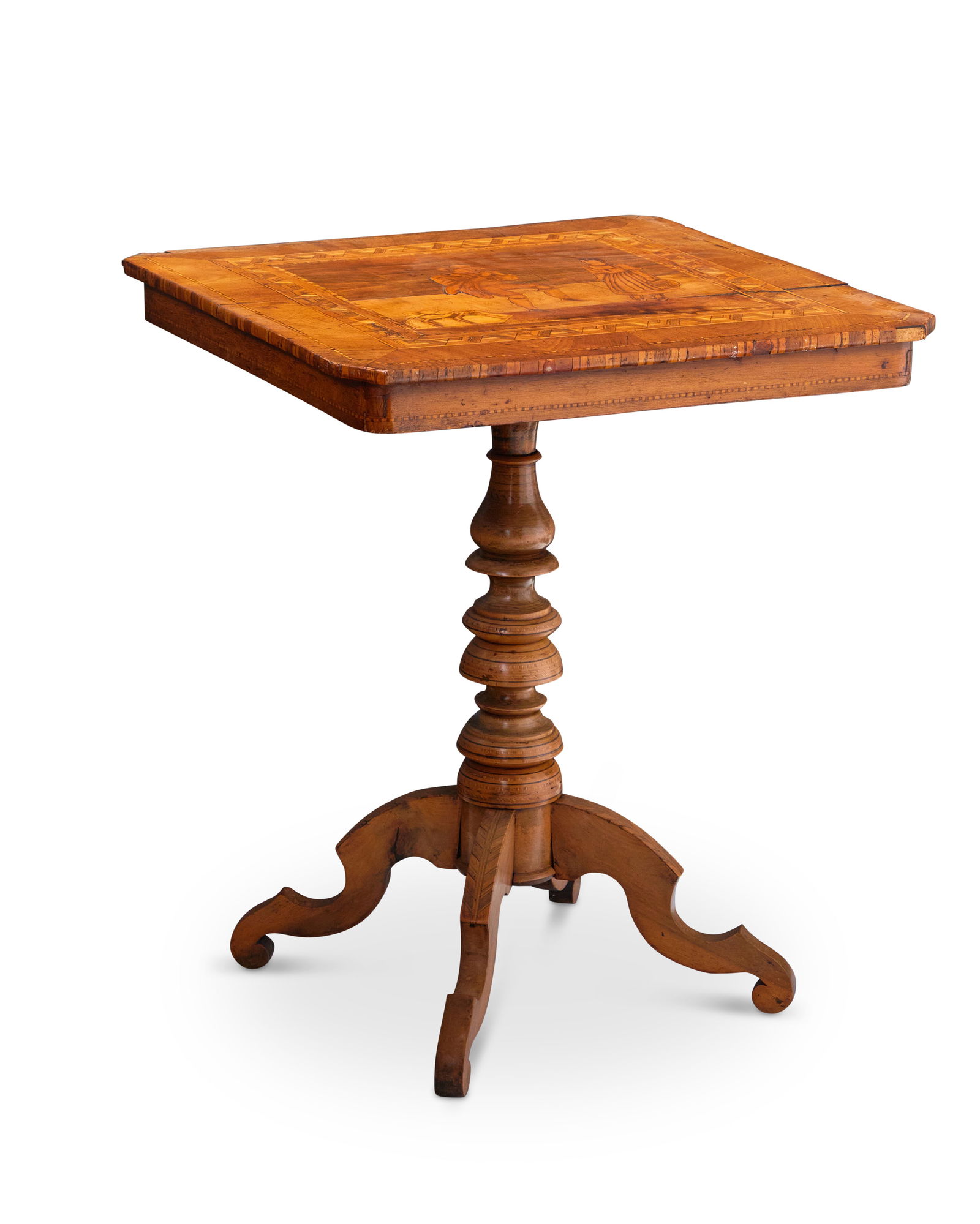 A Continental marquetry pedestal table (1 of 4)