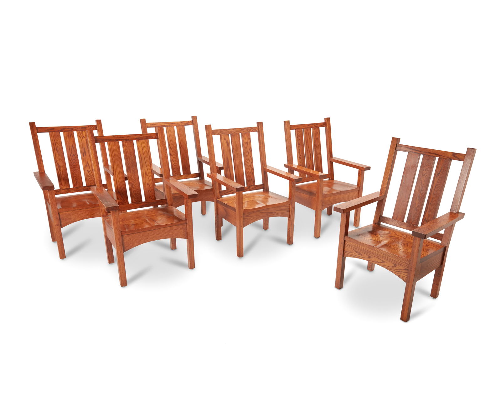 A set of Arts & Crafts-style oak armchairs (1 of 6)