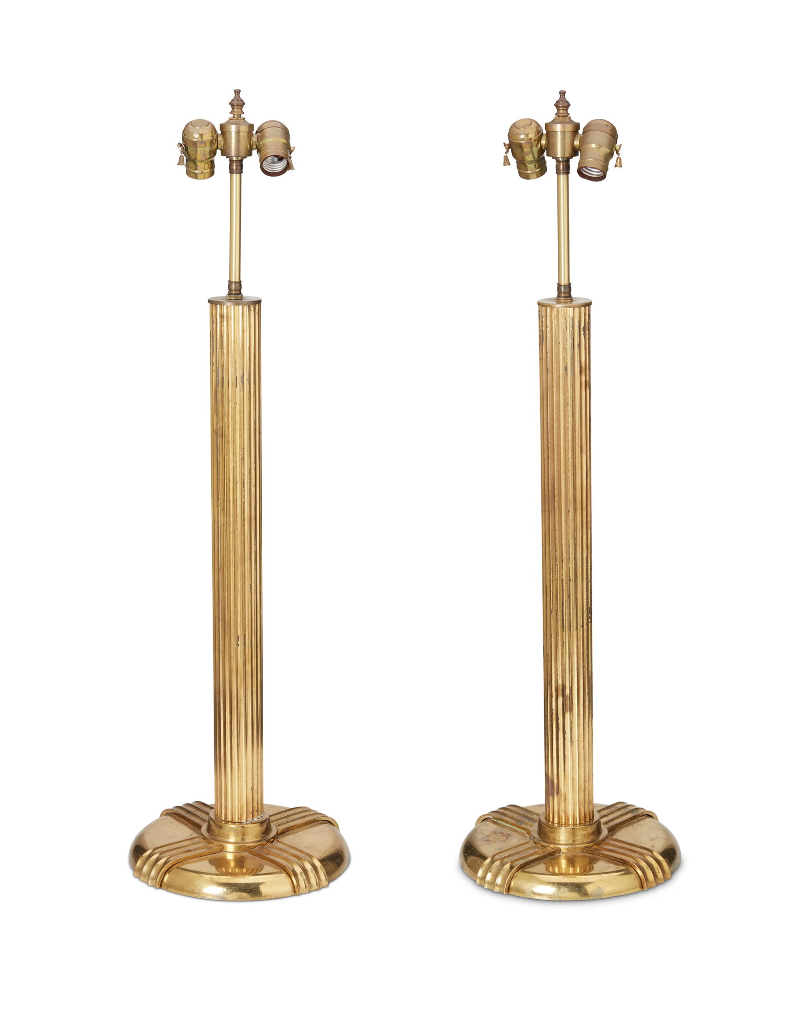 A pair of Stiffel-style brass columnar lamps (1 of 3)