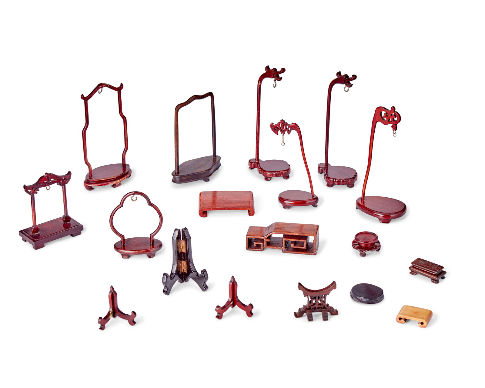 Eighteen Chinese lacquered wood display stands (1 of 1)