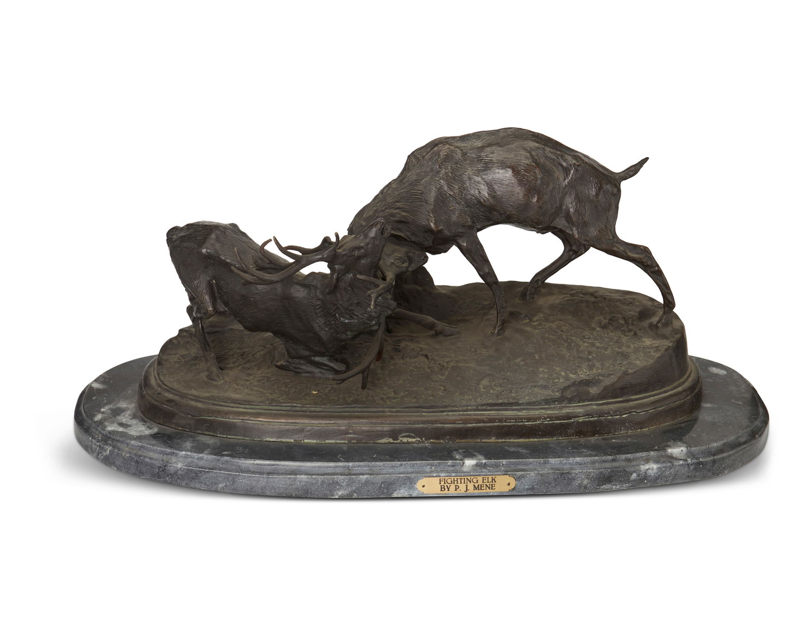 After Pierre-Jules M'ne (1810-1879), Fighting bucks (1 of 5)