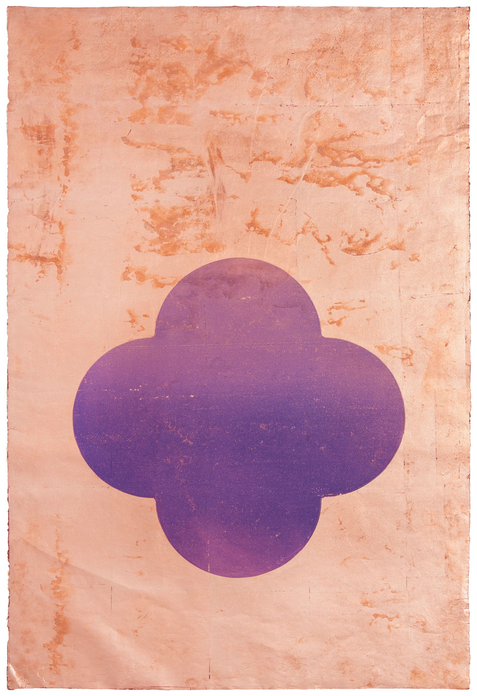 Max Gimblett (b. 1935), "Beyond the River," 2021, Monotype and metal leaf on laid Japanese paper,: Max Gimblett(b. 1935)"Beyond the River," 2021Monotype and metal leaf on laid Japanese paperSigned, titled, and dated in pencil on the verso: Max Gimblett; with the artist's, Katheryn Kain (p