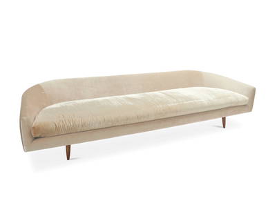 Adrian Pearsall (1925-2011), A Cloud Sofa for Craft Associates Inc., 1950s: Adrian Pearsall (1925-2011)A Cloud Sofa for Craft Associates Inc., 1950sAppears unmarkedThe three-seater low wraparound sofa with wood and steel frame supporting foam cushions that have been re-uphols