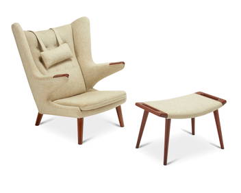 Hans Wegner (1914-2007), AP-19 Papa Bear chair and ottoman for A.P. Stolen, 1953-1969; Denmark (1 of 11)