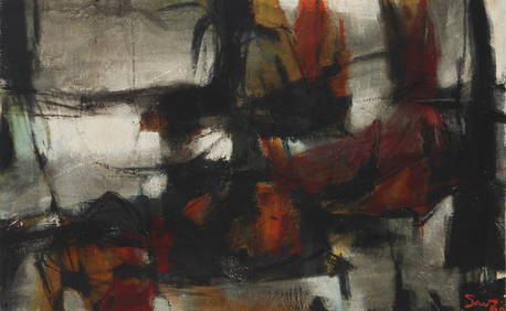 Joan Savo (1918-1992), Untitled, abstract composition, 1960, Oil on board, 31" H x 48.5" W (1 of 8)