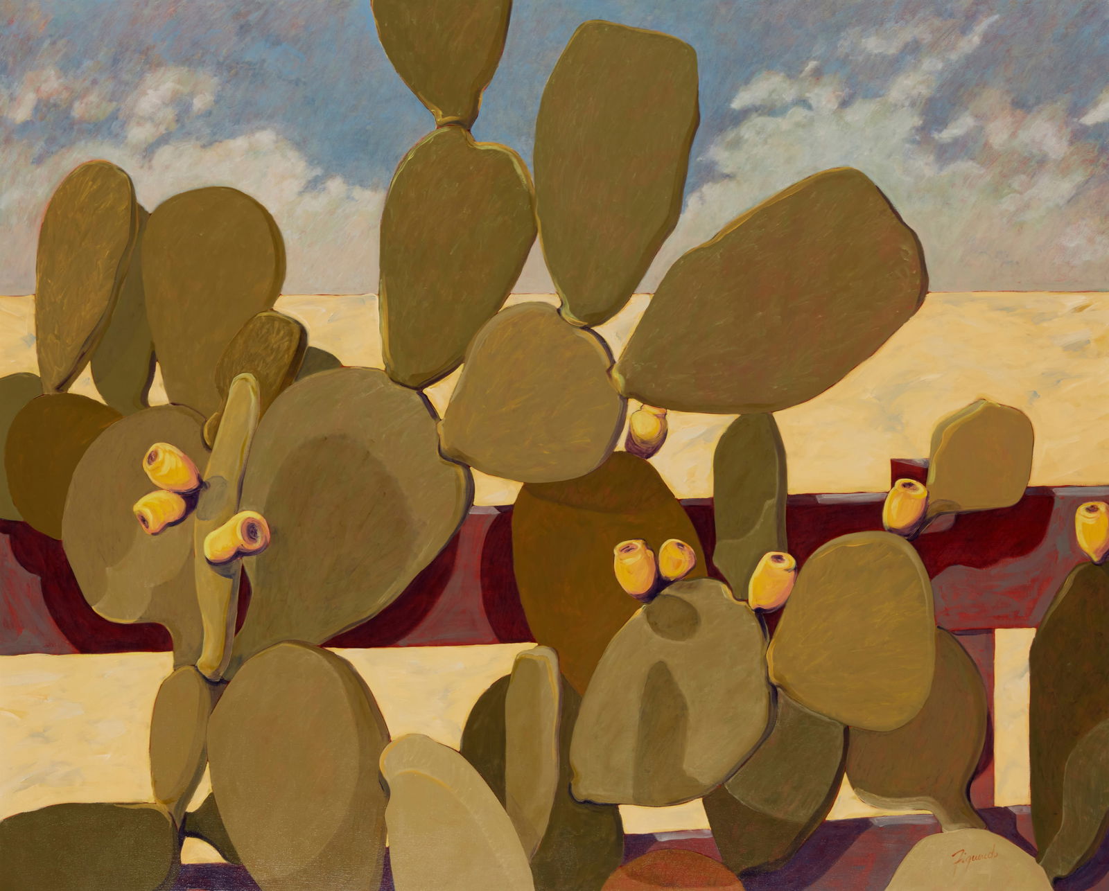 Ken Figueredo (1942-2010), Prickly pear cactus, 1999, Oil on canvas, 48" H x 60" W (1 of 6)