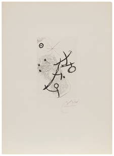 Joan Miro (1893-1983), Ponts Suspendus: Joan Miro (1893-1983) Ponts Suspendus 1964 Etching on wove paper From the edition of 100 Signed in pencil in the lower margin, at right: Miro Plate: 5.875" H x 4" W; Sheet: 15.125" H