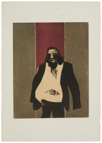 Fritz Scholder (1937-2007), "Self Portrait in Rome," 1978, Etching and aquatint in colors on paper,