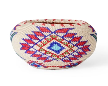 A polychrome Paiute beaded basket