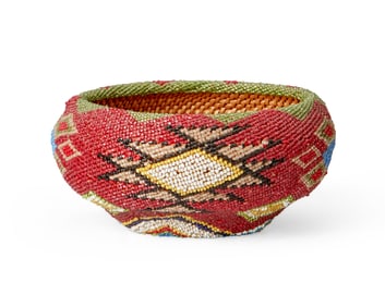 A polychrome Paiute beaded basket