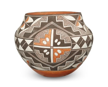 Juana Leno (1917-2000, Acoma Pueblo), A polychrome pottery olla, mid/late 20th century