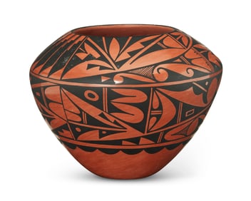 A Jemez Pueblo redware pottery vessel