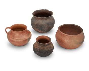A group of micaceous pottery bowls