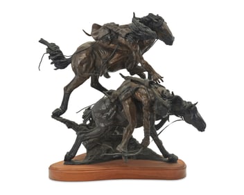 Buck Pettinger (b. 1935), Two Native Americans on horseback, 1988