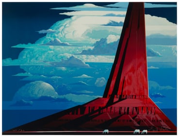 Eyvind Earle (1916-2000), "Silent Thunder (Edition 2)," 1986, Screenprint in colors on paper, Image: