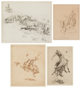 Edward Borein (1872-1945), Four works: "Little Trail Heard," Etching and drypoint on wove paper,