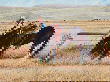 Greg Eiselein (b. 1945), "The Gate Keeper," 2012, Oil on linen laid to board, 18" H x 24" W