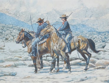 Frederick Hambly (b. 20th Century), "The Long Knives," 1987, Oil on canvas, 18" H x 24" W