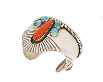 A Lewis Lomay Hopi sterling silver cuff bracelet