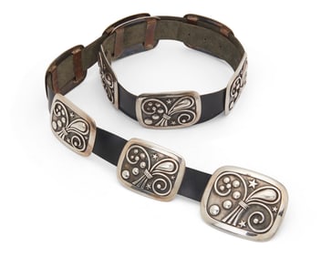 A Frank Patania sterling silver concho belt