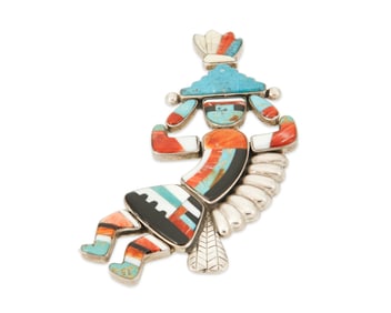 A Federico Jimenez Rainbow Man mosaic brooch