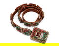 A Navajo sterling silver and set stone concho belt
