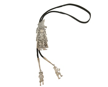 A Floyd Becenti Jr. Navajo sterling silver katsina bolo