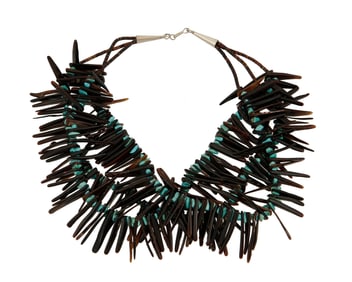 A Pueblo-style shell and stone necklace