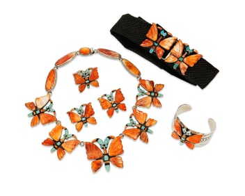 A group of Federico Jimenez multistone butterfly jewelry