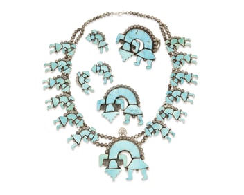 A group of Federico Jimenez turquoise Rainbow Dancer jewelry