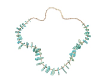 A Southwest Pueblo turquoise tab necklace
