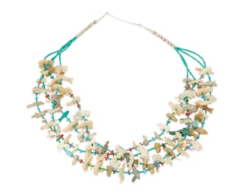 A Southwest Pueblo carved stone fetish necklace