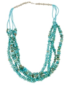 A multistrand Santo Domingo Pueblo turquoise necklace