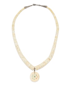 A Kewa/Santo Domingo Pueblo graduated bone inlay necklace