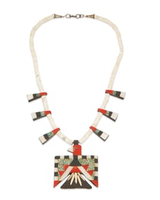 A Santo Domingo Pueblo "Battery Bird" necklace