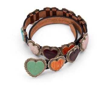 A Chris Billie and Joe Piaso Jr. Navajo sterling silver and stone heart concho belt