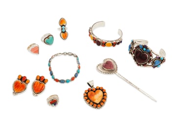 A group of Southwest heart jewelry