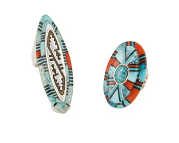 Two Southwest inlaid stone rings